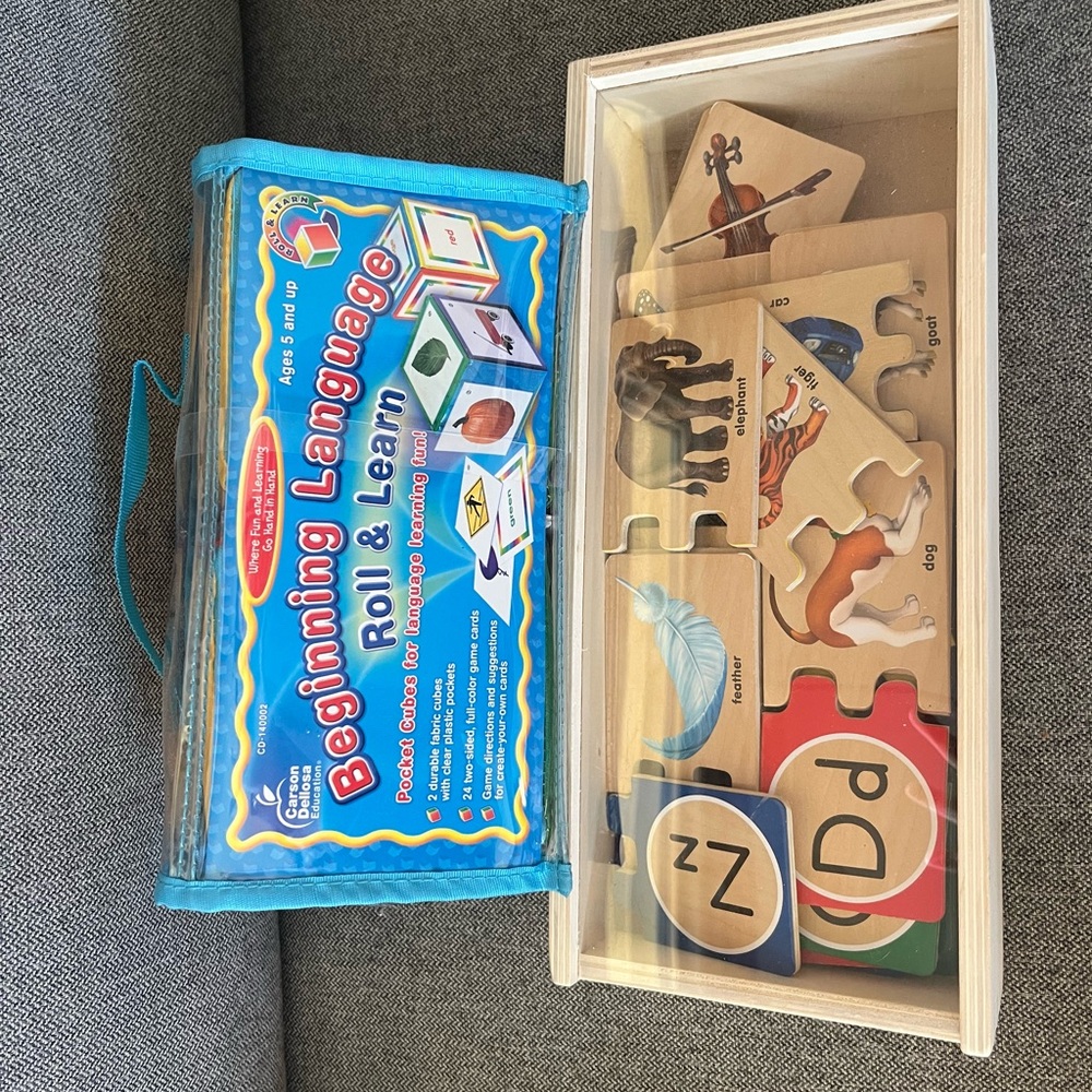 Kids Language Learning Dice and Puzzle Set